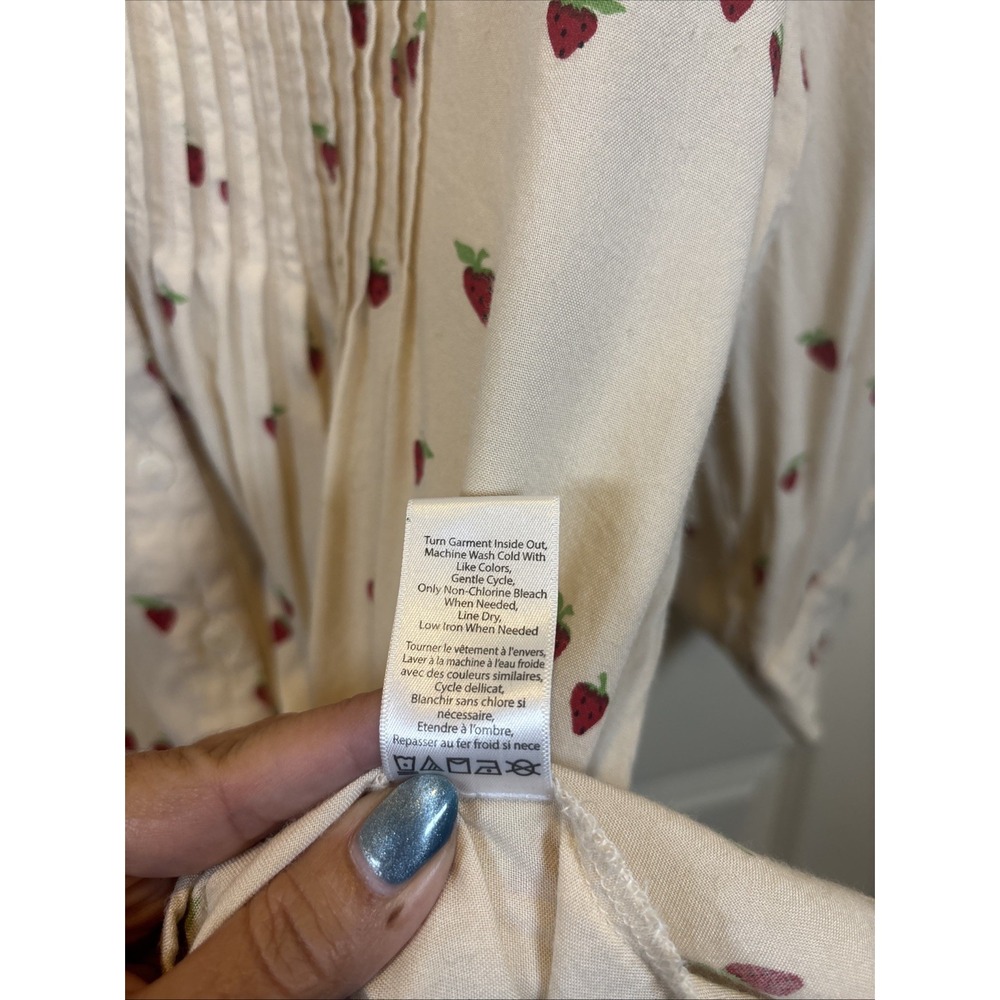 Coldwater Creek Cream Button Pintuck Pleating Strawberry Shirt Size 1X Blouse - Picture 6 of 8